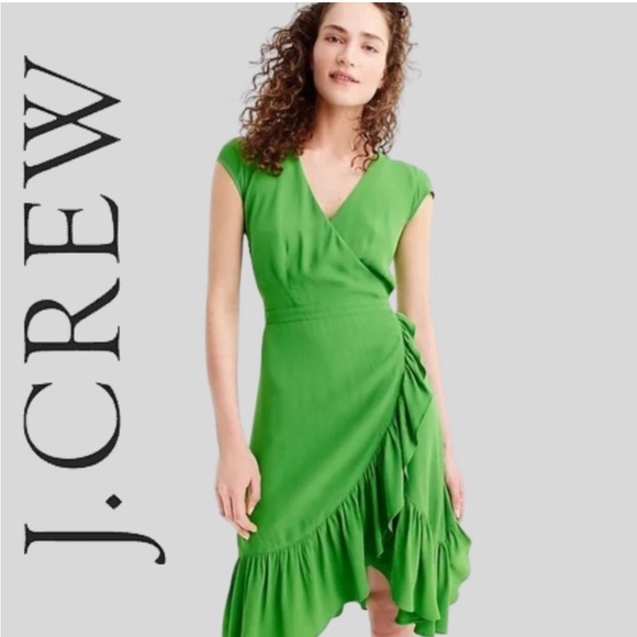 J.Crew Green Faux Wrap Dress - Picture 2 of 8